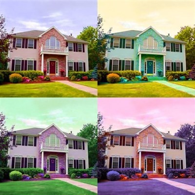 Pop Art 4 Panels House Portrait,by myDaVinci - myDaVinci